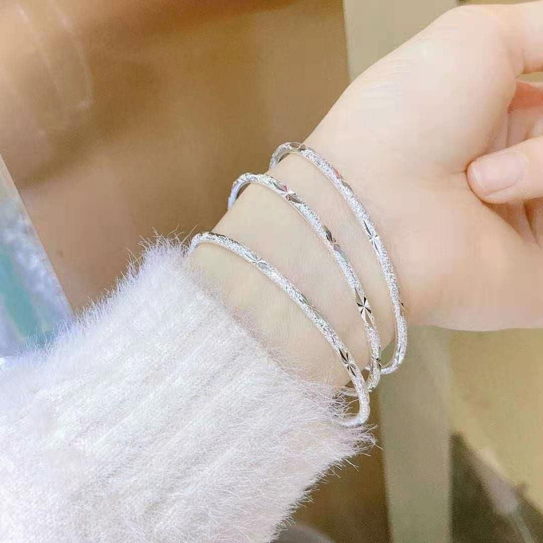 Sterling Silver Bangle Bracelets for Women,Fashion Jewelry Simple Adjustable 925 Silver Cuff Bangles for Women Mom Wife Valentine Mothers Day Gift